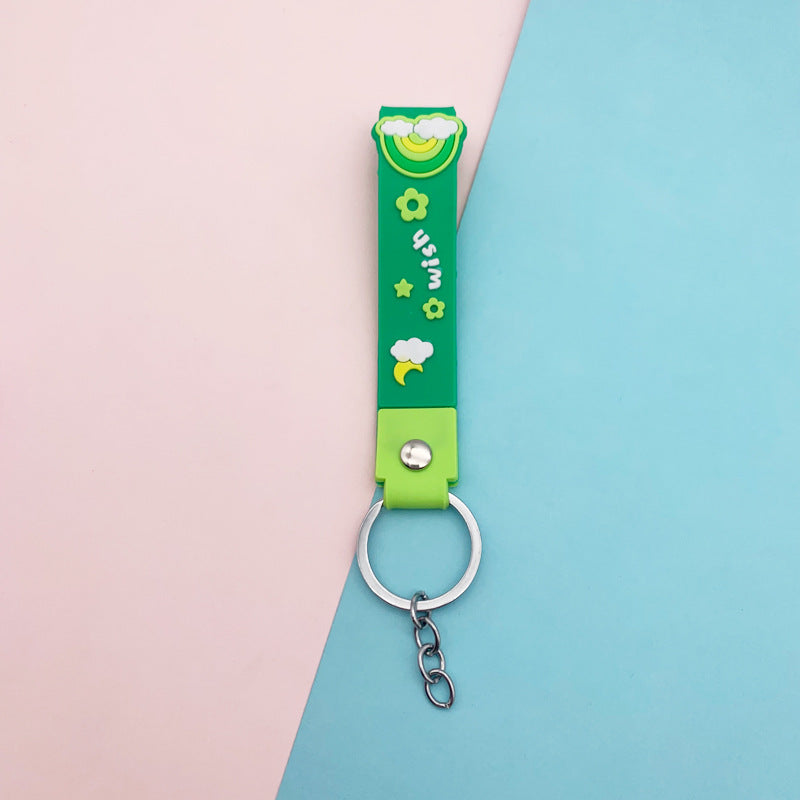 Wholesale Soft Rubber Rainbow Lanyard Keychains